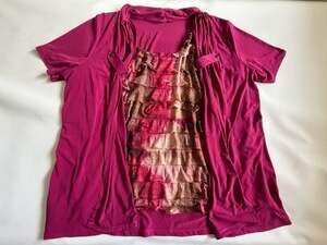 Elementz Woman Magenta Short Sleeve Top Ruffle Layered Top Size 3X